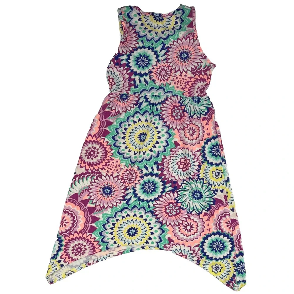 Gymboree Girls Sleeveless Tank Dress,‎ Multi Color Flowers, Size M 7/8
